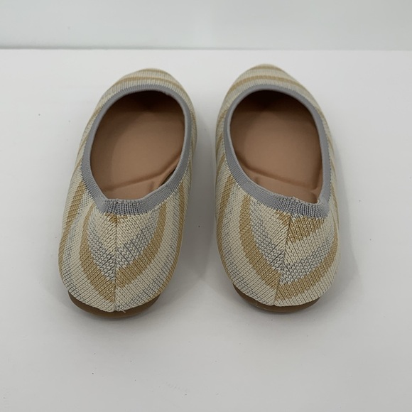 Market & Spruce Keeley woven knit ballet flat stripe stretch shoe tan gray new 6 - Picture 5 of 7